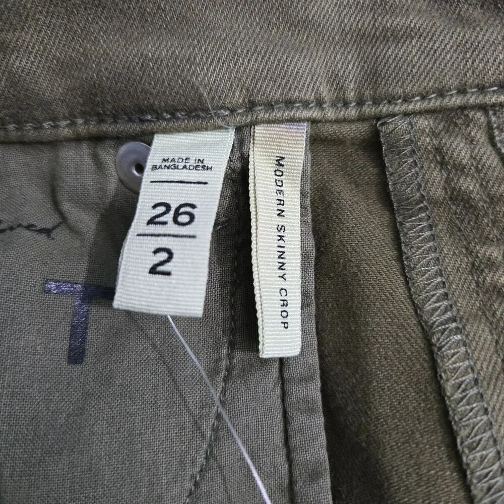 LOFT Women 26/2 Green Low Rise Modern Skinny Crop Raw Hem Jeans - Picture 9 of 16